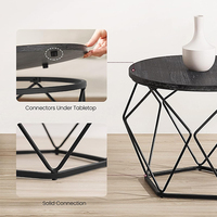 Ensemble de tables basses géométriques noires en deux parties, style moderne minimaliste, luxe léger, tables d'appoint durables, cadre en métal, meubles de salon