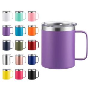 Mug isotherme de 12 oz avec poignée, en acier inoxydable à double paroi, avec revêtement par pulvérisation, pour le bureau, pour boissons chaudes et froides - Product Image 1