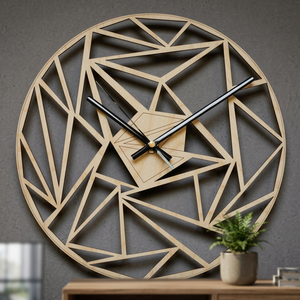 Modern Geometric Wooden Wall <b>Clock</b> Abstract Round <b>Quartz</b> Analog Timepiece for Living Room - Product Image 3