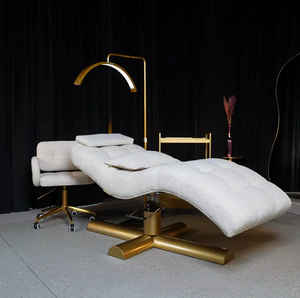 Modern Luxury pink Gold Beauty Salon Furniture Facial Spa Bed Adjustable Reclining Eyebrow Lash Bed for Sale - Product Image 6