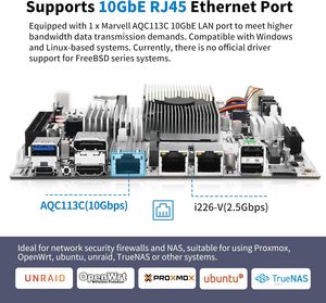 Mainboard PC Mini ITX CWWK N150 màu trắng, CPU M8, Dual 2.5GbE LAN, 2 khe NVMe M.2, WiFi, USB-C, hỗ trợ NAS, 8 khe ổ cứng với 10GbE RJ45 - Product Image 4