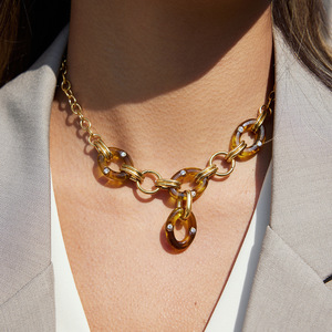Maillard Resin <b>Titanium</b> Steel Necklace Geometric Oval <b>Chain</b> Women's Fashion Jewelry Gift Yiwu Origin - Product Image 1