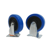 Roue pivotante en TPR pour chariot industriel, roue en caoutchouc thermoplastique bleue, protection du sol sans traces