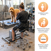 Tabouret de toilettage Shernbao GC-002S avec roulettes anti-cheveux, rotation à 360° °   Chaise Selle Pivotante et Réglable pour Salons de Beauté et Soins des Animaux OEM