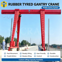 Grue portique sur pneus (RTG) industrielle en caoutchouc, moteur certifié CE ISO, capacité de levage de 5 à 25 tonnes pour la manutention de conteneurs en terminal portuaire