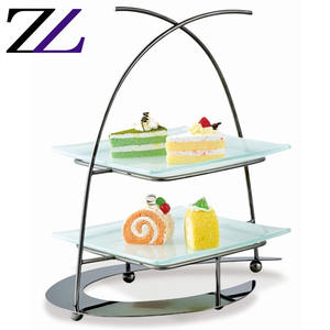 Platos colgantes para decoración de catering, bandeja de cerámica blanca redonda elegante de 3 niveles, soporte para pastel de mariposa de oro rosa - Product Image 3