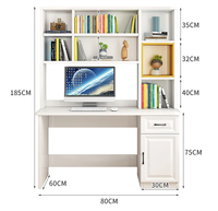 Bureau d'étude en bois pour étudiants, bureau d'ordinateur avec bibliothèque