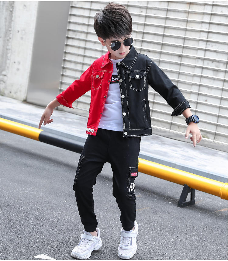 Boys Black/red Colorblock 2 Piece Set - Street Style