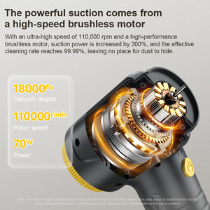 <span class=keywords><strong>Aspirateur</strong></span> de voiture compact sans fil DRC, portable, pour detailing automobile, aspiration 16000 PA, rechargeable, 6000 mAh - Product Image 3