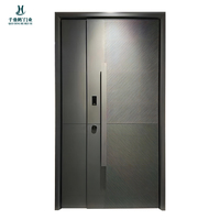 Porte d'entrée de villa moderne en aluminium moulé sur mesure de haute qualité, étanche, anti-explosion, sécurisée pour la maison