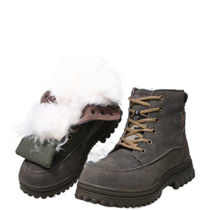 Botas de Nieve de Caña Alta, Impermeables, Forradas de Lana Cálida, con Suela Gruesa Antideslizante, Unisex, Tacón Medio, Color Sólido - Product Image 1