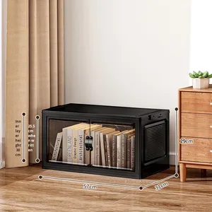 Armario de Almacenamiento Plegable de Plástico, Sin Instalación, Organizador de 3 Niveles con Puertas y Ruedas, Estantería para Juguetes y Libros, Venta al Por Mayor - Product Image 6