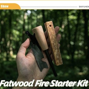 Bâton de magnésium avec manche en bois 50 mm, allume-feu de survie, outil de camping en plein air - Product Image 5