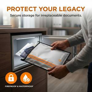 Sac à documents ignifuge à deux poches amélioré, organisateur <span class=keywords><strong>de</strong></span> rangement pour documents importants, coffre-fort pour objets <span class=keywords><strong>de</strong></span> valeur, documents légaux - Product Image 4