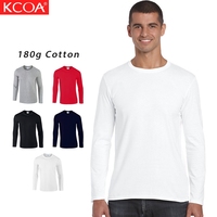 2020 novo de Algodão 180gsm Mens Em Branco Logotipo Personalizado Camisas Longas Da Luva T Tshirt Simples