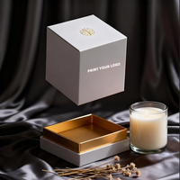 Boîte en papier rigide de luxe personnalisée avec base et couvercle gaufrés, avec insert pour bougie parfumée, emballage cadeau de mariage, vente en gros