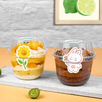 Boîte d'emballage ronde transparente en forme de U pour crème glacée au fromage, mousse pour gâteau aux fruits, boîte d'emballage transparente en plastique pour animaux de compagnie avec couvercle