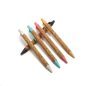 Custom Degradable Recyclable Eco-friendly Colored Wheat Straw Kraft Paper Tube Ballpoint Pens 1.0mm Logo Promotional Set - Product Image 1