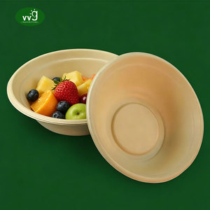 Bol rond en bagasse VVG OEM ODM, compostable, jetable, en canne à sucre, taille personnalisée pour salade, soupe, <span class=keywords><strong>poke</strong></span>, riz, fruits - Product Image 1