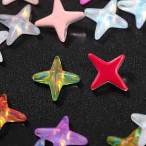 คริสตัลแก้วรูปดาวสี่แฉกแบบแบน สีรุ้ง สำหรับตกแต่งเล็บ DIY และเครื่องประดับ - Product Image 3