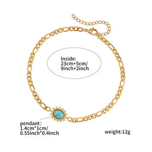 Brazalete tobillero bohemio de acero inoxidable con piedras trituradas para mujer, brazalete con cuentas de Color, a la moda - Product Image 5