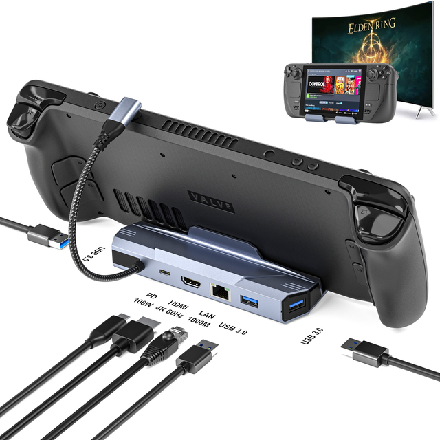 TUTI Type c Docking Station Game Console Stand RJ45 LAN Port USB 3.0 HDTV 4k60hz Switch USB HUB with Stand for Switch