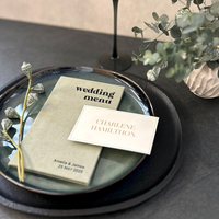 Menu de mariage personnalisé fait main avec logo sur mesure, reliure rigide en lin, impression UV