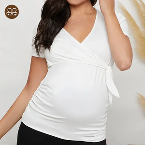 Haute qualité personnalisé femmes haut d'allaitement maternité col en V à manches courtes vêtements d'allaitement confortables - Product Image 3