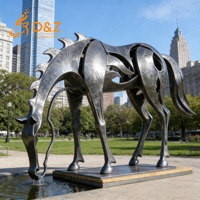 Grande statue de cheval en métal de D&Z Art Group, sculpture de cheval abstraite géométrique moderne en acier inoxydable pour jardin extérieur, parc