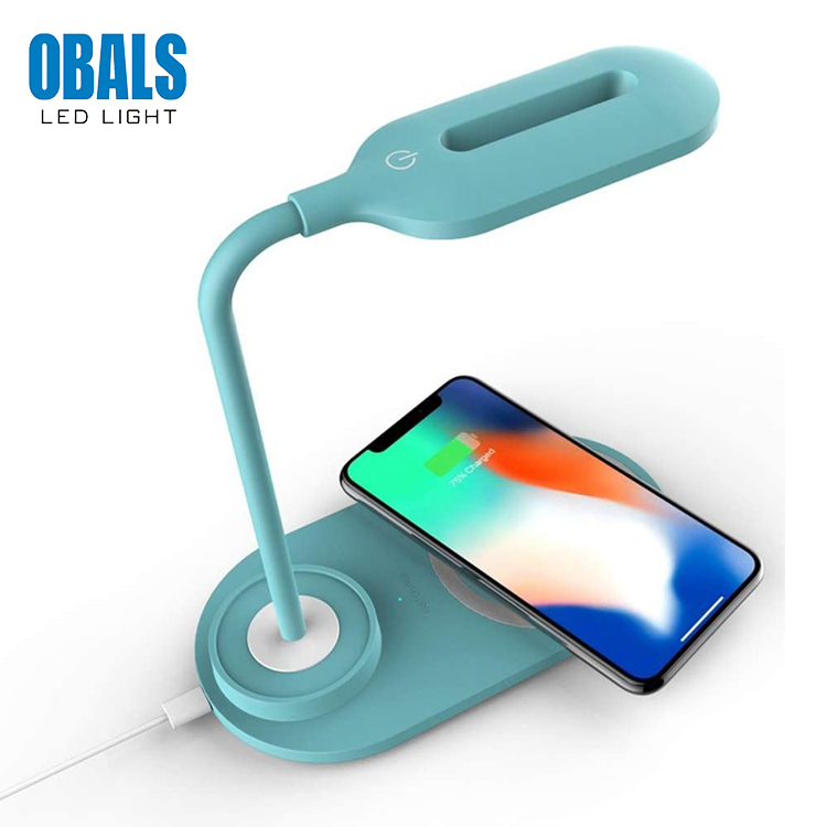 OBALS Wireless charging Modern White Touch Switch 3 Colors ABS Bedroom Led Table Lamp
