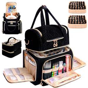 Échantillon gratuit Grande trousse de toilette en nylon résistant à l'eau pour femmes Organisateur cosmétique avec logo personnalisable - Product Image 3