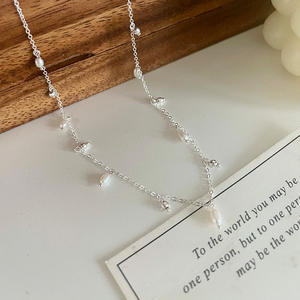 Collar de Perlas de Plata de Ley S925 con Diseño de Pétalo Japonés, Estilo Coreano, Versátil, de Alta Gama y Lujo - Product Image 3