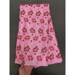 Tissu en Dentelle Voile <span class=keywords><strong>Suisse</strong></span> Bicolore en Coton Sec Autrichien de Qualité Supérieure avec Pierres, Tissu en Dentelle Nigériane pour la Couture - Product Image 2