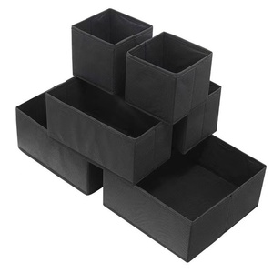 Covered Foldable Fabric Desktop Storage Box Six-Piece Set for <b>Organizing</b> Underwear and <b>Socks</b> Student Storage Without Dividers - Product Image 5