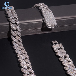 Collar de Cadena Cubana de Gran Tamaño con Engaste de Bisel Grueso de 20mm y Moissanita, Chapado en Rodio, Plata Sólida 925, Joyería Hiphop Iced Out - Product Image 6