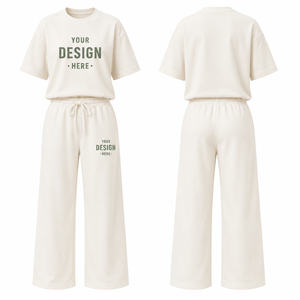 Ensemble 2 pièces pour femmes, vêtements de détente en coton personnalisés, t-shirt et pantalon, 100% coton, vêtements de maison décontractés, pyjama - Product Image 3