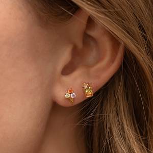 Nouveau Offre Spéciale 18k véritable plaqué or petite sucette boucles d'oreilles haute qualité coloré Zircon papillon boucles d'oreilles pour les filles - Product Image 2
