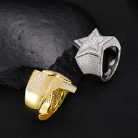 Bague Hip Hop Iced Out Bling Bling en Argent 925 avec Diamant VVS et Moissanite, Bague Étoile en Moissanite
