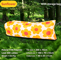 Canapé-lit gonflable portable en cuir véritable pliable pour l'extérieur, facile à transporter, pour le camping et la plage