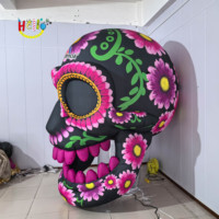 Décoration d'Halloween géante pour l'extérieur, crâne gonflable avec lumière LED