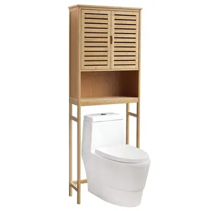 बांस बाथरूम फर्नीचर अंतरिक्ष सेवर भंडारण आयोजक शेल्फ से अधिक शौचालय बांस बाथरूम फर्नीचर कैबिनेट