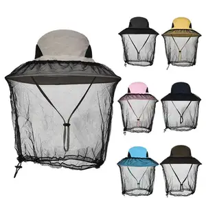 Outdoor Mosquito Bucket Hat Head Net Fishing Sun Hat Hunting Netting Mesh Hood Cap Beekeeping Beekeeper Bee Veil Hat