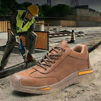 Chaussures de sécurité à embout d'acier unisexe, semelle intermédiaire anti-perforation, cuir microfibre, semelle en caoutchouc naturel, respirantes, coupe basse, pour toutes les applications