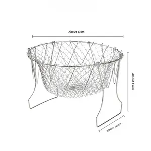 Panier multifonction pliable pour frites, légumes et fruits, en acier inoxydable, télescopique, avec filtre à huile pour la maison - Product Image 6