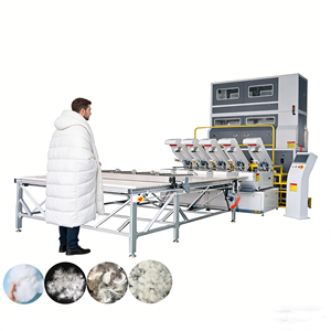 Machine de remplissage entièrement automatique pour housses de couette matelassées en <span class=keywords><strong>duvet</strong></span>/fibre à motif quadrillé, modèle haute précision - Product Image 1