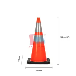 700Mm (28 ") Snelweg Pvc Barricade Waarschuwing Weg Oranje Bouw Verkeerscontrole Verkeersveiligheidshal Met Reflecterende Tape