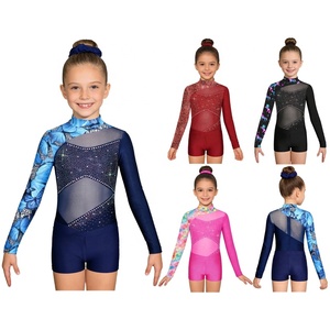 Conjunto de Leotardo con Pantalones Cortos y Diadema para Niñas de 6 a 16 Años, para Competencia de Baile Latino, Gimnasia y Actuaciones de Danza - Product Image 1