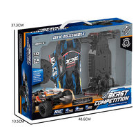 Camionnette RC à assembler soi-même Jacko Toys 2,4 GHz 1:12, voiture de course haute vitesse avec lumières, rechargeable, 2 couleurs, boîte fenêtrée EN71