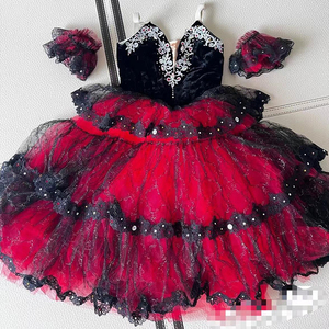 Tutú Romántico de Ballet Profesional, Falda Larga Negra y Roja, Vestido de Ballet Español para Adultos y Niños - Product Image 4