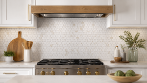 UnionStone Carrelage mural moderne pour cuisine et salle de bain, mosaïque en marbre Calacatta Gold en forme d'hexagone poli - Product Image 4